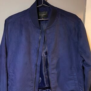Banana Republic Blue Suede Bomber Jacket